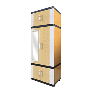 El colgador multifuncional Jumbo Pro combina plástico duradero en color crema y marrón con un espejo incorporado, una solución elegante para la organización. - Product Image 4
