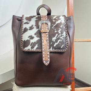 Nouveau sac à dos en cuir repoussé à la main Vintage grande capacité sangle réglable sac à dos de voyage en cuir de vachette véritable pour femmes - Product Image 1