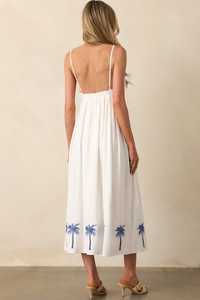 High Quality Handmade Embroidery Woven Natural Washable <b>Maxi</b> <b>Dress</b> 100% Cotton Short <b>Sleeve</b> Casual <b>White</b> for Woman - Product Image 2