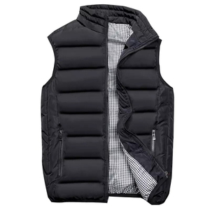 Wholesale <b>Black</b> Custom Logo Thick Winter <b>Men's</b> Puffer Bubble <b>Vest</b> Jacket Unisex with Hoodie New High Quality - Product Image 1