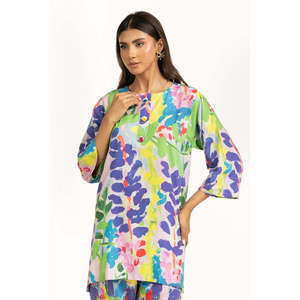 ชุดเซ็ตไอพีเอสที-55076 ผ้าวิสโคสพิมพ์ลายชีฟอง สไตล์ลำลอง คอปก แขนสามส่วน สำหรับฤดูใบไม้ผลิ/ฤดูร้อน - Product Image 5