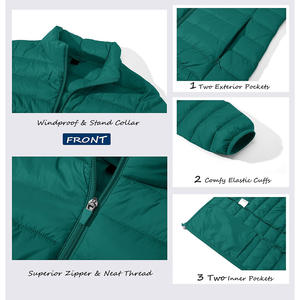 Hot Selling Women Quilted Knitted Puffer Jackets Stand Collar Welted Pockets Elastic Cuff 100% Polyester <b>Waterproof</b> Reversible - Product Image 4