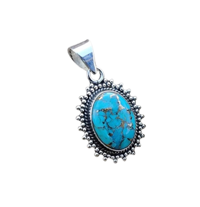 Colgante clásico hecho a mano, joyería de plata 925 sólida para mujer, Plata de Ley 925, turquesa piedra preciosa, colgante de estilo bohemio, regalo para - Product Image 1