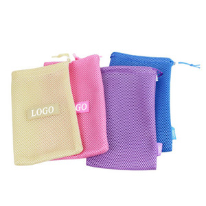 Sacs en filet avec cordon de serrage, logo personnalisé, sac de rangement durable et léger, respirant, organisateur de voyage, sac de sport, sac de lavage - Product Image 3