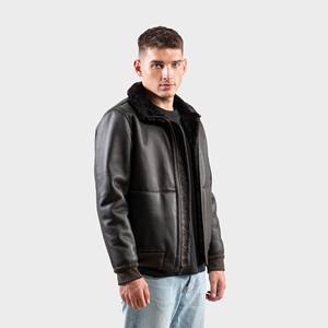Blouson bomber moderne et fin pour homme en peau de mouton, design classique à fermeture éclair, usage quotidien, style motard, printemps - Product Image 1