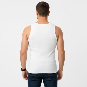Débardeur blanc uni pour homme, décontracté, respirant, 100% coton, 120g, col rond - Product Image 2