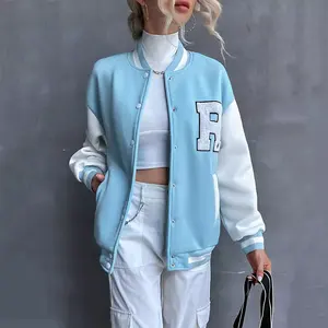 Veste universitaire pour femmes, veste de baseball bombardier à la mode, veste avec manches en laine et logo personnalisé de style Letterman, vente en gros - Product Image 1