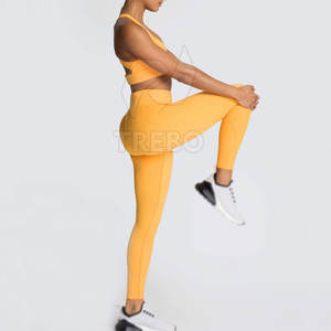 ชุดโยคะสำหรับผู้หญิงผ้าสแปนเด็กซ์/ โพลีเอสเตอร์เอวสูงสำหรับออกกำลังกายในยิมฟิตเนส - Product Image 4