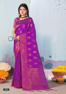 Último diseñador Heavy Banarasi Sari DE TRABAJO tejido de seda suave para Festival de fiesta de Mujeres de alta calidad por FABZONE - Product Image 4