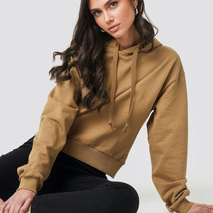 Women Oversized Drop Shoulder Short Hoodie Custom Cropped 100% Cotton Pullover Streetwear <b>Plain</b> <b>Sweatshirt</b> Women's Hoodies - Product Image 1