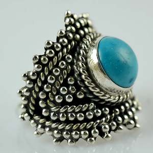 Bague Bohème Pierre de Naissance de Décembre Faite à la Main en Argent Sterling 925 avec Turquoise – Cadeau Idéal pour son Anniversaire – Bijoux en Platine - Product Image 4