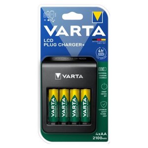 Chargeur Varta Lcd Plug Plus avec 4 piles rechargeables AA 2100 mAh incluses - Product Image 1