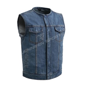 Chaleco de Motociclista 2026 al por Mayor, 100% Tela Vaquera Lavada al Ácido, para Hombre, Negro, Clásico, Vintage, para Club de Motociclistas, Unisex - Product Image 1