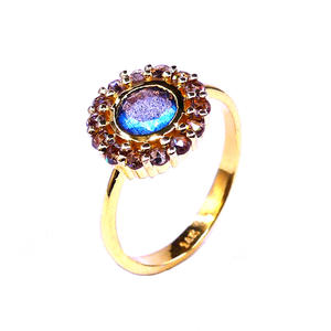 Vêtements de mariage en argent sterling 925 plaqué or bijoux Kyanite perle pierres précieuses femmes portent une bague classique - Product Image 3