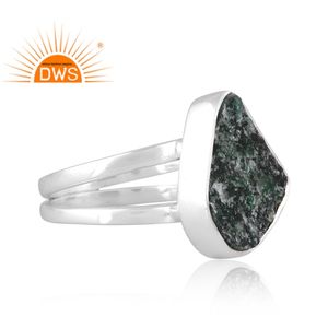 Hot Selling Fine Sterling Silver Natural Rough <b>Green</b> Aventurine Quartz Gemstone Stackable Ring Custom Jewelry Manufacturer - Product Image 3
