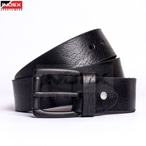 Cinturón Casual de Cuero Genuino INDEX, Hebilla de Metal, Diseño Duradero, Moldeado en una Sola Pieza, Color Negro - Product Image 1