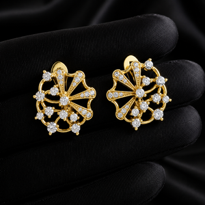 14K Gold Russian Lock <b>Hoop</b> <b>Earring</b> Floral Cluster Lab Grown Diamond <b>Earrings</b> Round Cut Diamond 0.80 CTW DEF VVS for Women Gifts - Product Image 1