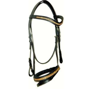 Meilleur nouveau concepteur anatomique cheval bride cristal doré COB cuir noir cristal muserolle sourcil-bande cheval de haute qualité - Product Image 1