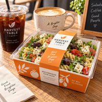AT PACK Custom Salad Food Box with 250g White Card Paper, Disposable Takeaway Packaging Box for Cafe, Restaurant & Catering