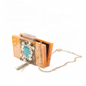 Caja Patrón Resina Seda Metal para Bodas y Fiestas Lujo Negro por media luna artesanías - Product Image 2