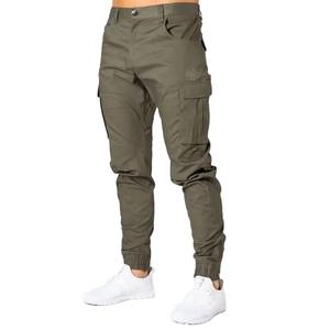 Pantalon de travail pour ouvriers d'usine, automne, industriel, homme, genou, multi-poches, cargo, pantalon de travail délavé, taille haute, décontracté - Product Image 1