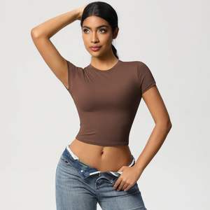 Femmes décontracté été à manches courtes Yoga gilet respirant extensible haut de gymnastique mince Fitness hauts courts pour les sports actifs débardeur Style - Product Image 4