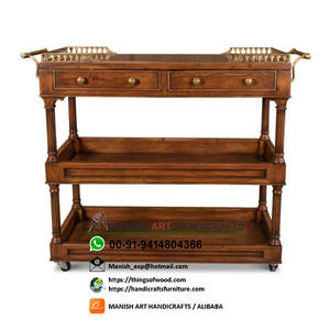 Carrito de hotel comercial antiguo de lujo moderno, muebles rodantes de estilo tradicional de madera de alta calidad, almacén de sala de estar - Product Image 1