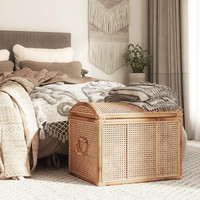 Coffre de rangement unique en rotin de style bohème, boîte à jouets, panier de pique-nique tissé, vêtements de maison