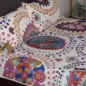 Indian Hand Block Printed Cotton Bedspreads Cotton <b>Quilted</b> Bedcover Wholesale Cotton <b>Quilted</b> Bedcover - Product Image 2