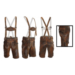 <b>Old</b> Style Plus Size High Embroidered Lederhosen for Men | Antique Look Bavarian Leather Shorts | Handmade Oktoberfest Costume - Product Image 4