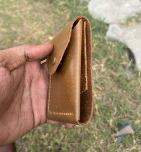 Porte-cartes à deux volets en cuir de style vintage fait à la main portefeuille RFID court et mince antivol - Product Image 3