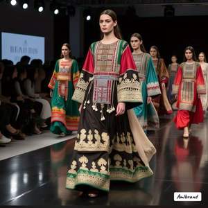 เดรสชาวอัฟกานิสถานวินเทจแบบดั้งเดิมสไตล์เรียบง่ายผ้าชีฟองระบายอากาศได้แขนยาวปักลายอินเทรนด์รายละเอียดทางวัฒนธรรม - Product Image 4