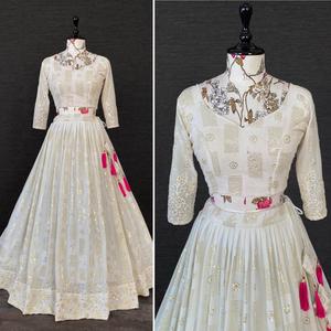 Dernier créateur de haute qualité Georgette broderie Lehenga Choli meilleur tarif Style ethnique indien tenue de mariée fête de mariage pour femmes - Product Image 5