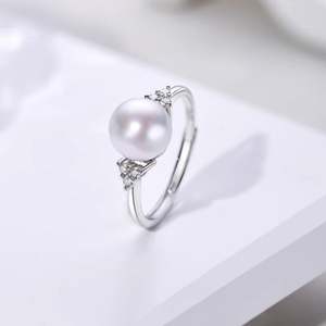 Jeulia Elegant White Pearl Sterling <b>Silver</b> <b>Adjustable</b> <b>Ring</b> - Product Image 3