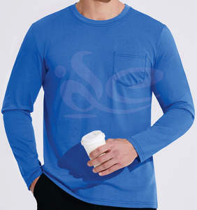 T-shirt en coton épais coupe ajustée pour hommes 100%, respirant, anti-rides, col rond, manches longues, logo personnalisé, streetwear - Product Image 1