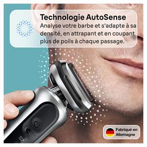 Rasoir électrique sans fil argenté pour homme, tondeuse de précision, utilisation humide/sèche, rechargeable, base de charge, IPX7, avec grille de rechange - Product Image 4