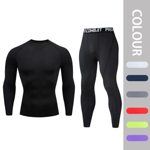 Conjunto Deportivo de Compresión para Hombre, Talla Grande, 2 Piezas, Ropa de Gimnasio con Mangas Largas y Tejido Transpirable - Product Image 2