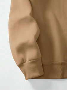 Venta al por mayor logotipo personalizado impresión en blanco hombres 100% algodón de gran tamaño 500 Gsm cuarto de cremallera sudaderas Unisex cuello redondo sudadera - Product Image 3