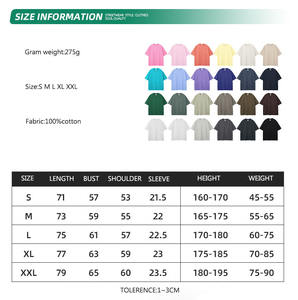 เสื้อยืดแขนสั้น275G สีทึบแฟชั่นลำลองสำหรับผู้ชายเสื้อยืดทรงหลวม100% ผ้าฝ้ายแท้ - Product Image 2