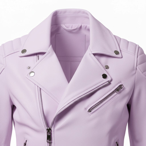 Veste de motard en cuir lavande personnalisée pour femmes, vente en gros, quantité en vrac, prix d'usine, style moto authentique, manteau pour femmes, service OEM - Product Image 5