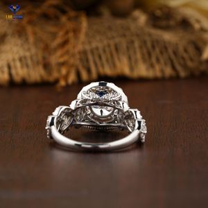 แหวนเพชรทรงกลม3.26 TDW สีทองขาว18K ลายรัศมีหิน cvd/hpht Lab สำหรับงานหมั้นงานแต่งงานหรือของขวัญ - Product Image 3