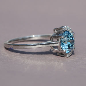 แหวนเพชรโมอิสสีขาวทรงกลมสีทองคำขาว14 KT ดีไซน์คลาสสิกแหวนเพชรที่สวยงามและชัดเจนสำหรับผู้หญิง - Product Image 2