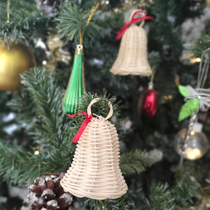 Adorno Navideño de Mimbre Natural en Forma de Campana, Decoración para Árboles, Hecho a Mano en Vietnam - Product Image 5