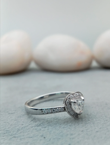 แหวนแต่งงานเพชรเม็ดเดี่ยวทรงหัวใจแฟนซี ดีไซน์พิเศษ ชุบทองคำ 10K บนเงินแท้ 925 ของขวัญสำหรับงานปาร์ตี้ 100% - Product Image 4