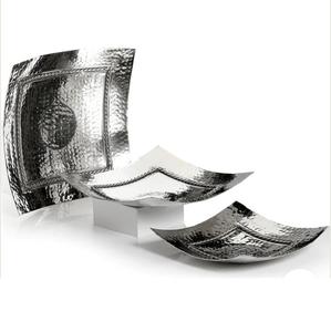 Accueil Hôtel Restaurant Alimentaire Finition nickelée avec plateau de service martelé Vaisselle Plat de service des aliments Plateau de service - Product Image 2