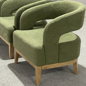 <span class=keywords><strong>Poltrona</strong></span> Accent in Tessuto Bouclé <span class=keywords><strong>Verde</strong></span> con Schienale Curvo e Gambe in Legno, <span class=keywords><strong>Poltrona</strong></span> Moderna per Soggiorno, Camera da Letto, Hotel - Product Image 6