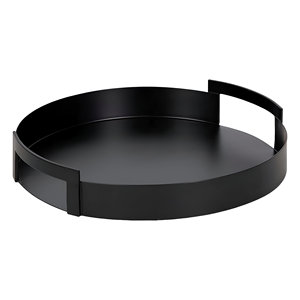 Luxury Round <b>Black</b> Aluminium Tray For Wedding Hotel Restaurant Living Room in Best Price From India - Product Image 1