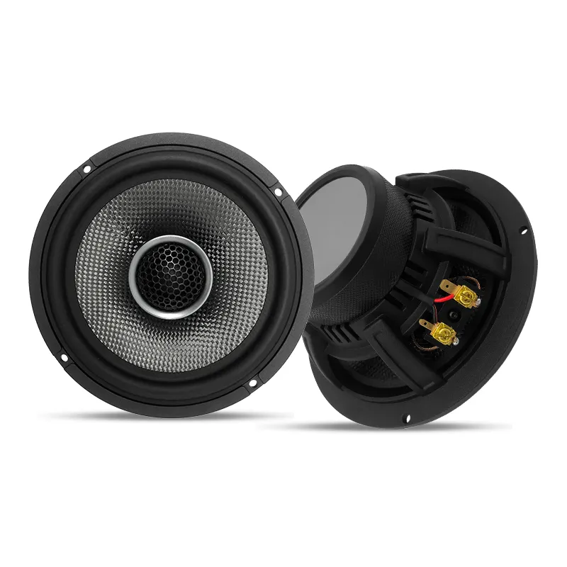 6.5 Inches 2-Way Coaxial Aluminum Car Door Speakers With Carbon Fiber Cone And Dome Tweeter Durable Audio System Sound
