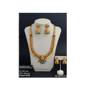 Conjunto de collar de templo indio de diseño único de calidad para mujer con colgante de diosa joyería antigua para precio de exportación - Product Image 2