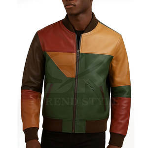 Chaqueta de Cuero con Paneles Decorativos y Forro Interior Suave para Hombre, Chaqueta Casual de Cuero con Paneles Decorativos para Hombre - Product Image 2